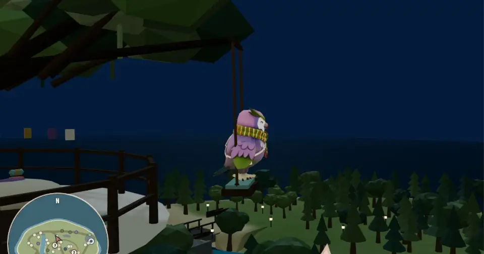 Marina on the roost swing above the woodland